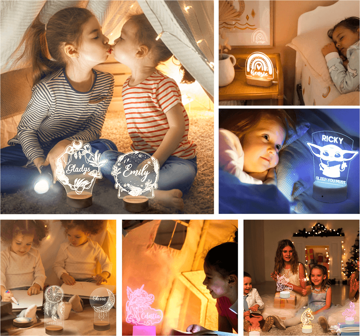 Personalized Night Light Nursery Lamp For Baby Girl Nursery Decor First birthday Gift From Mom And Dad Night Lights Kids Table Lamp
