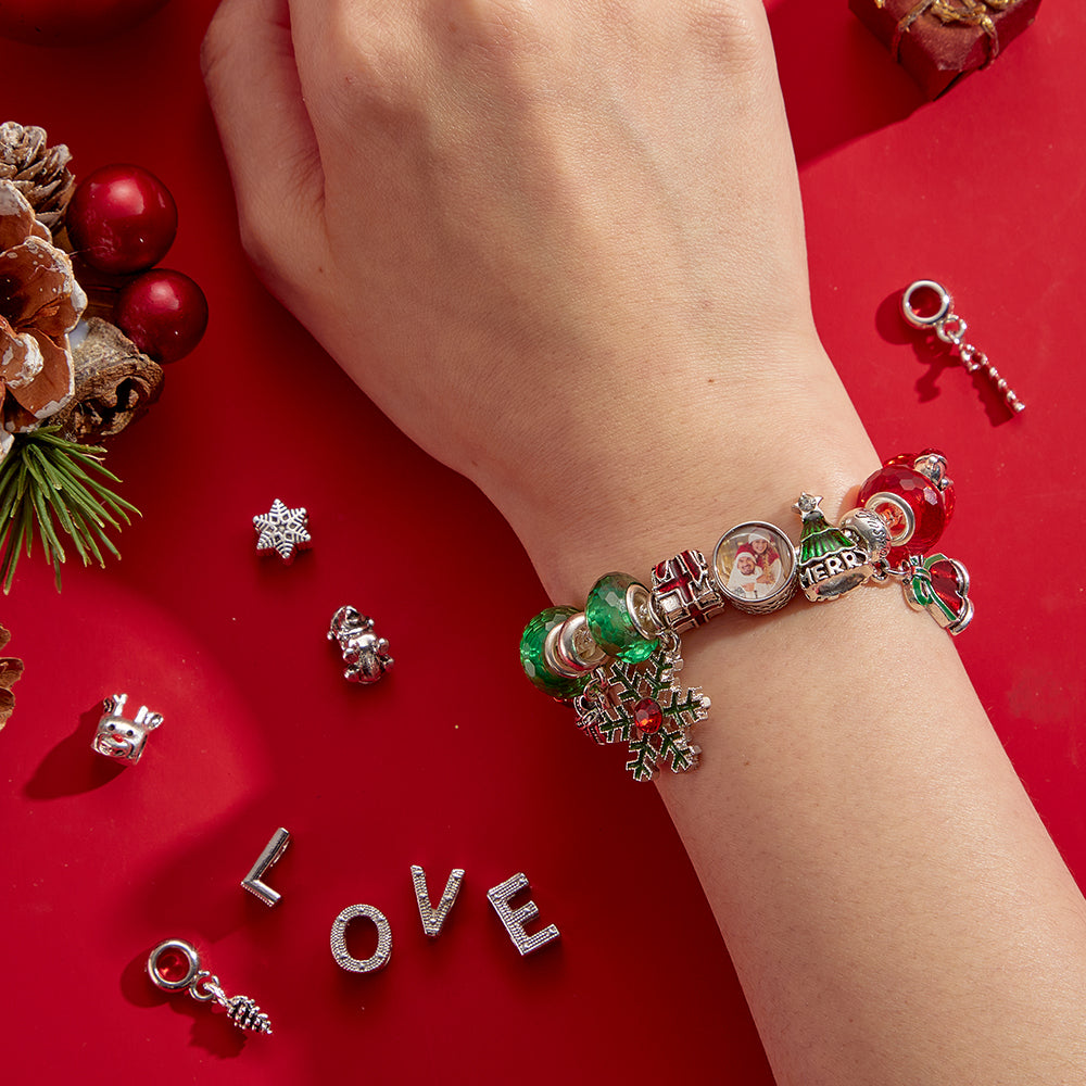 Personalized Photo Jewelry Advent Calendar Photo Charm Surprise Blind Box Bracelet 24 Calendar Countdown Gift Box Bracelet For Christmas