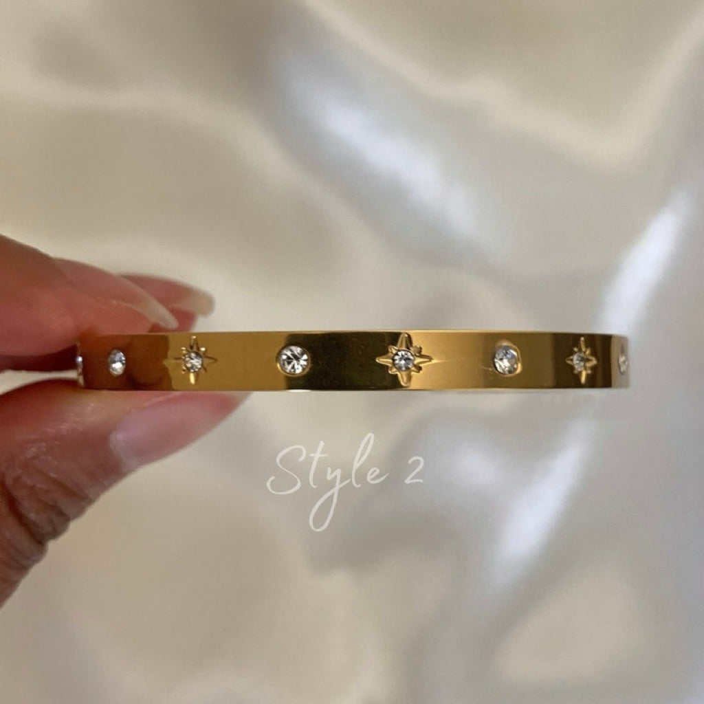 18K Gold Celestial Cuff Bracelet Set  Gold Plated Bangels Sun Stars Carved Bracelet Classic Stacking Bangles