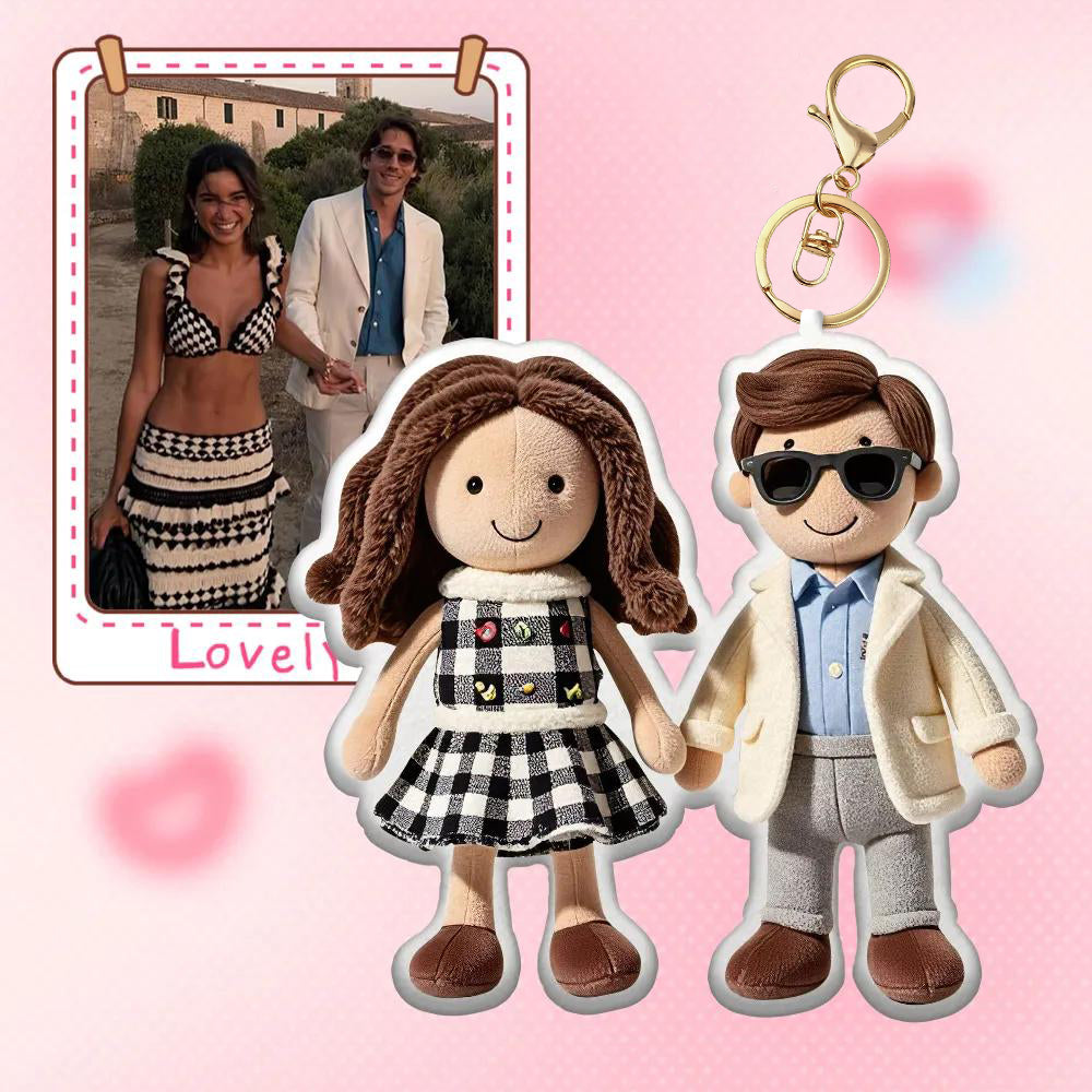 Personalized Photo Plush Doll Keychain Mini Me Plush Keychain Gifts for Boyfriend