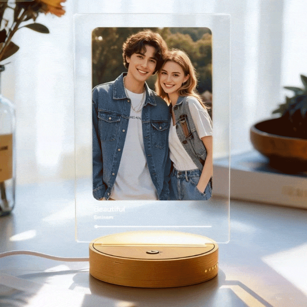 Custom One-Click Play Music Plaque LED Night Light with Speaker Can Play Without a Phone