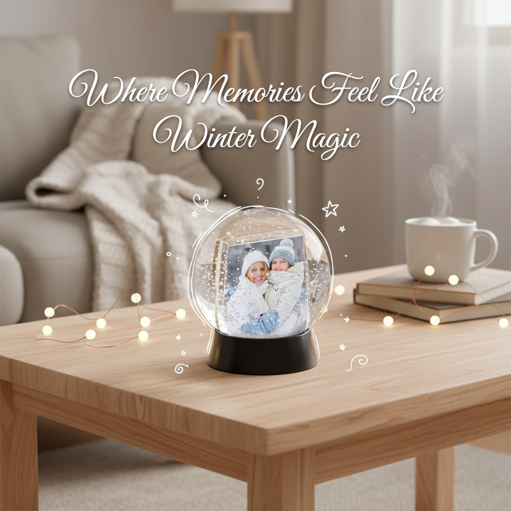 Personalized Photo Photo Snow Globe with Black Base Snow Globe Family Christmas Keepsake
