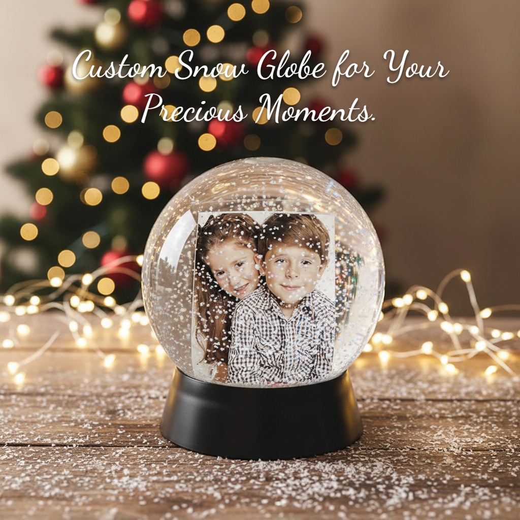 Personalized Photo Photo Snow Globe with Black Base Snow Globe Family Christmas Keepsake