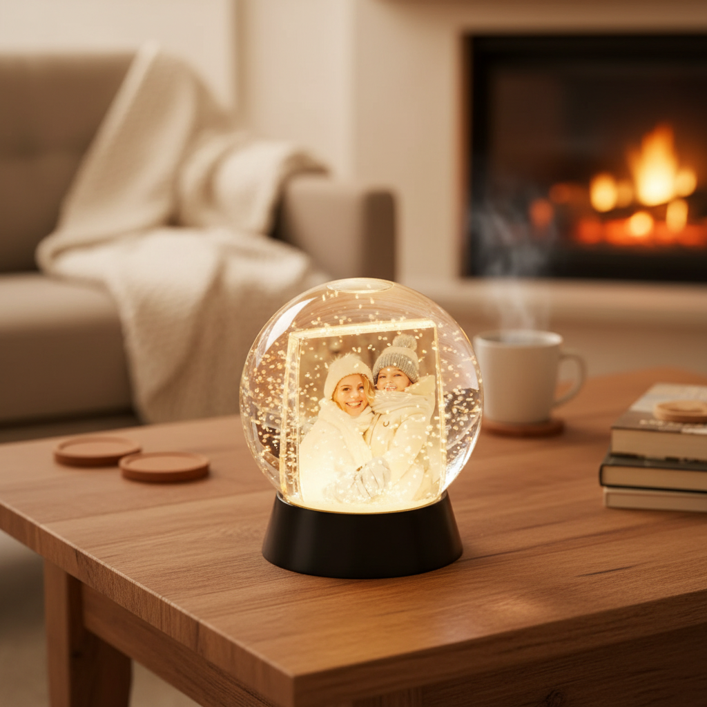 Personalized Photo Photo Snow Globe with Black Base Snow Globe Family Christmas Keepsake