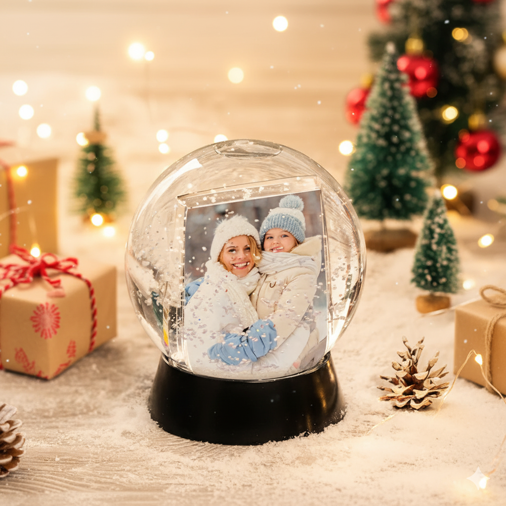 Personalized Photo Photo Snow Globe with Black Base Snow Globe Family Christmas Keepsake
