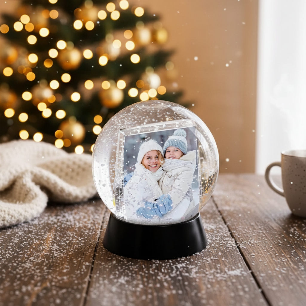 Personalized Photo Photo Snow Globe with Black Base Snow Globe Family Christmas Keepsake