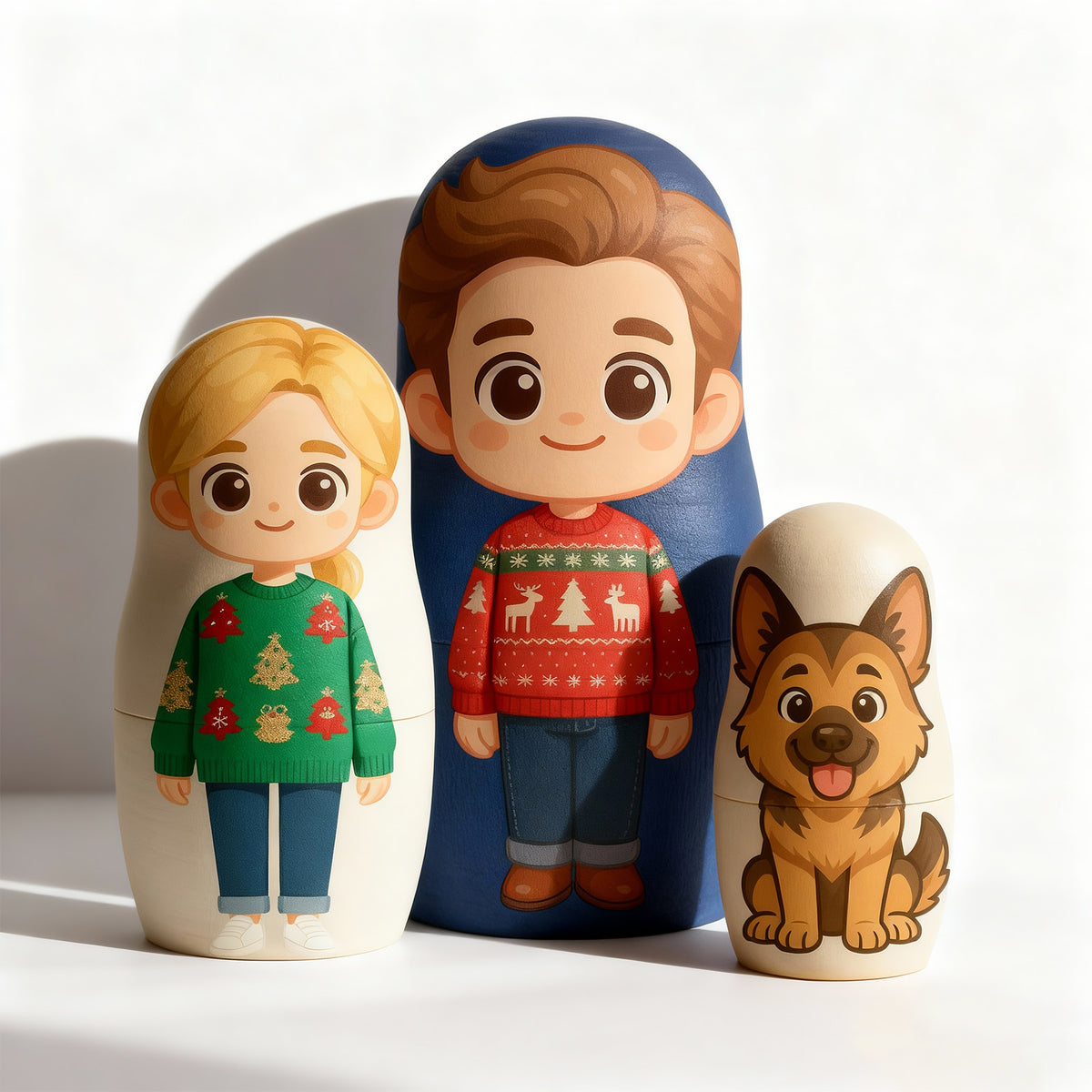 Personalized Portrait Nesting Doll Custom Photo Family Portrait Cartoon Style Gift Christmas Gift for Couple