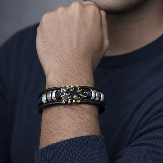 Vintage Leather Guitar Bracelet, Men's Bracelet, Retro Music-Inspired Wristband Accessory, Gift for Music Lover