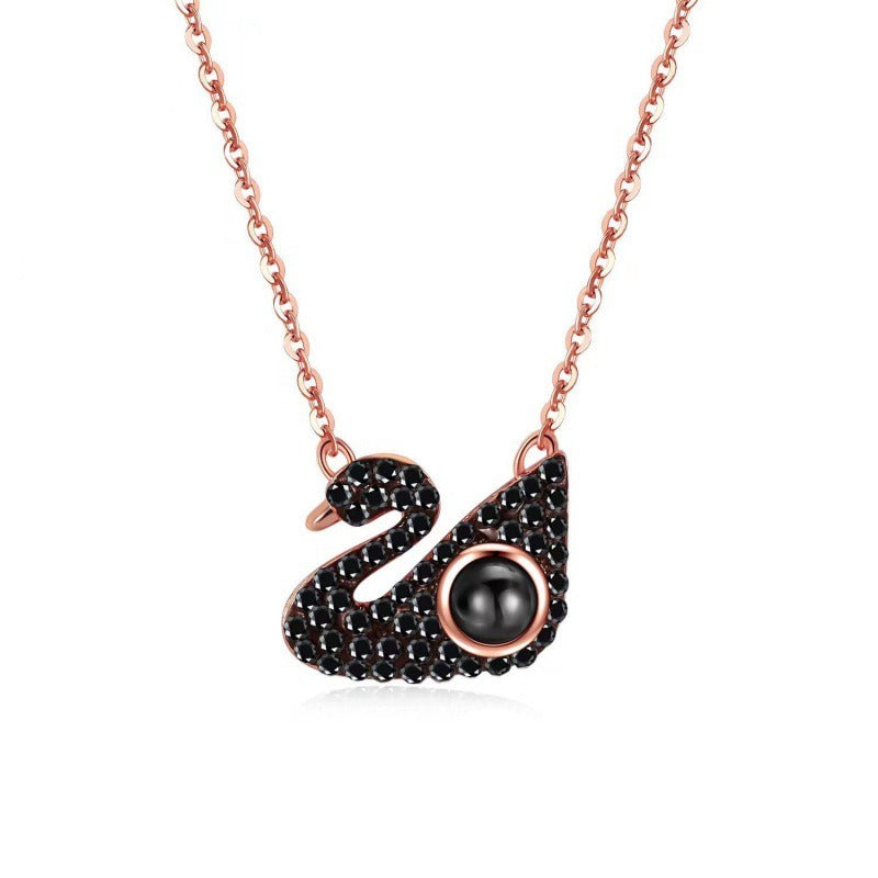 Custom Black Swan Projection Photo Necklace Gifts for Girlfriend