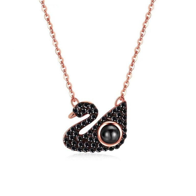 Custom Black Swan Projection Photo Necklace Gifts for Girlfriend
