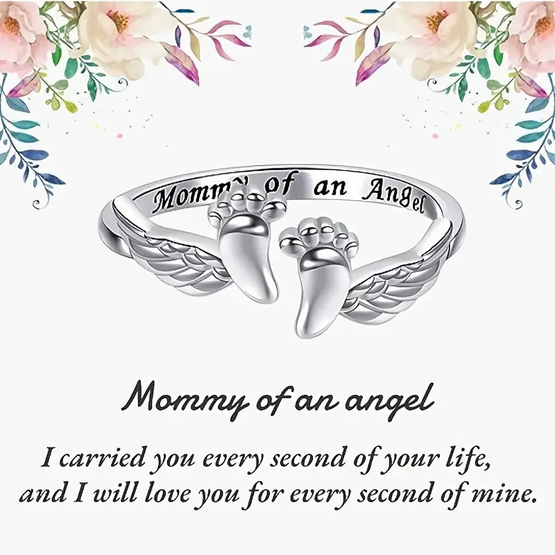 Ring with Corner Wing and Small Foot Design, Adjustable Sleeve Ring to Match Daily Wear, Perfect Gift for Moms