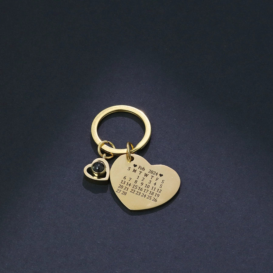 Custom Photo Calendar Keychain Heart Projection Keychain Christmas Gift