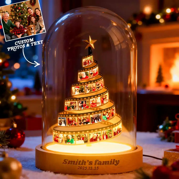 Custom Photo Film Christmas Tree Night Light Personalized Family Keepsake with Engraved Base Christmas Gift
