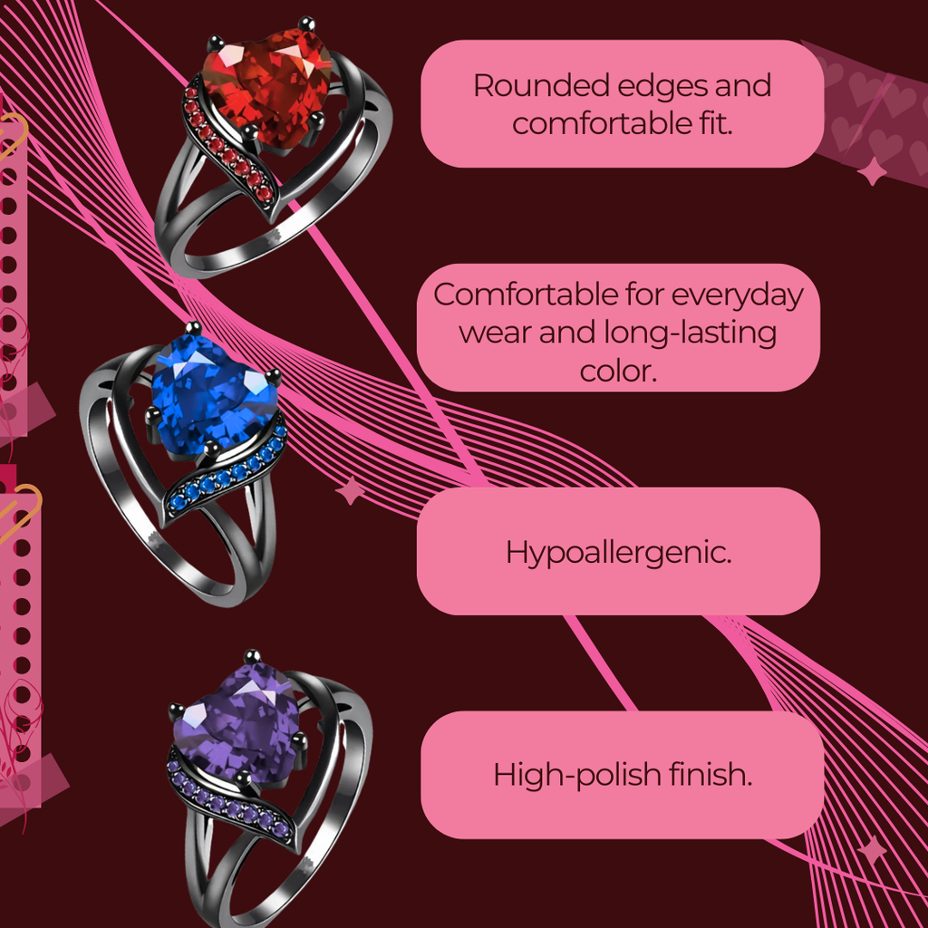 Couple Promise Rings Couple Rings Set Men's Celtic Dragon Stainless Steel Ring & Women's Red Heart Zircon Ring Romantic Gift for Valentine's Day Anniversary