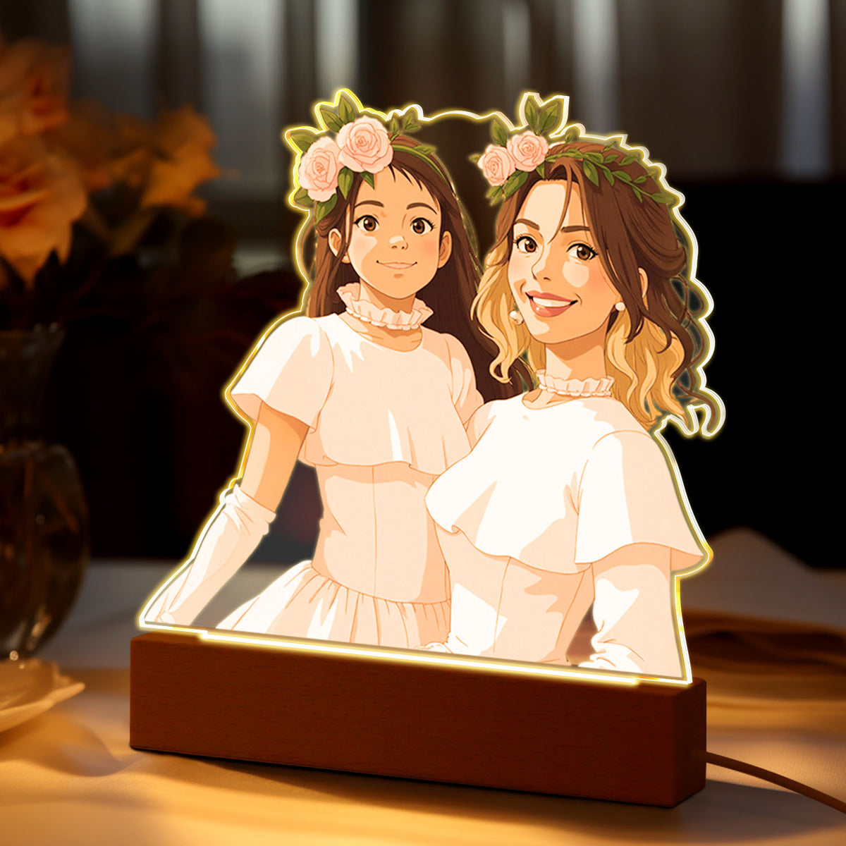 Custom Photo Gibli Style Personalized Night Light with Your Photo Couple Gifts