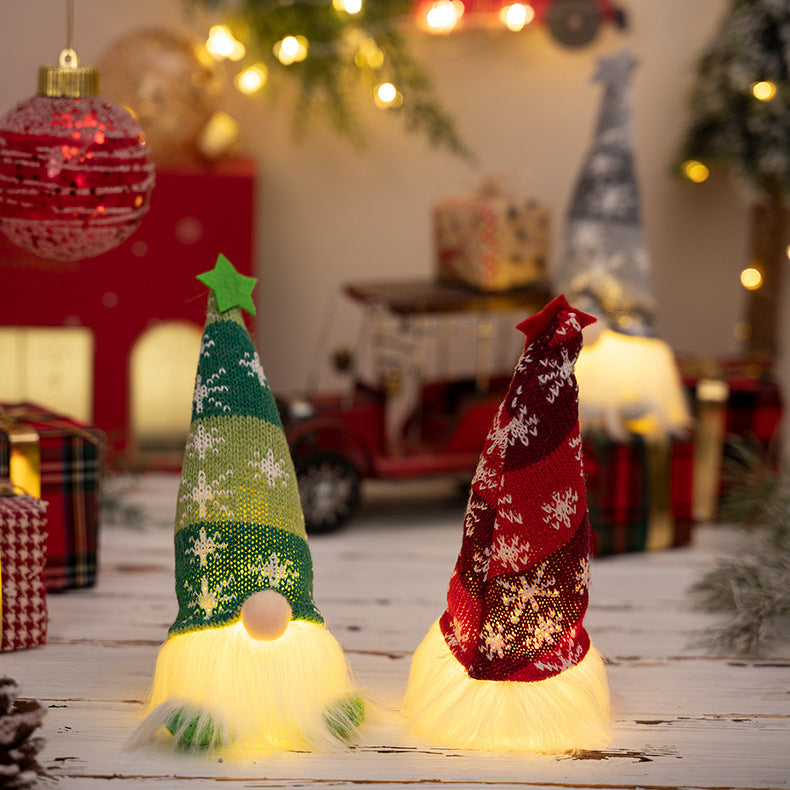 Glowing Gnome Christmas Faceless Dwarf LED With Batteries Doll Merry Christmas Home Decoration Navidad Natal Gift Red Grey Green Doll Xmax Gifts
