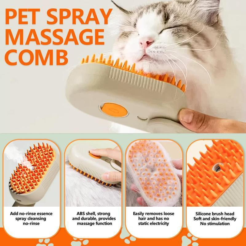 Pet Steam Brush-Grooming and Deshedding Comb USB Rechargeable
