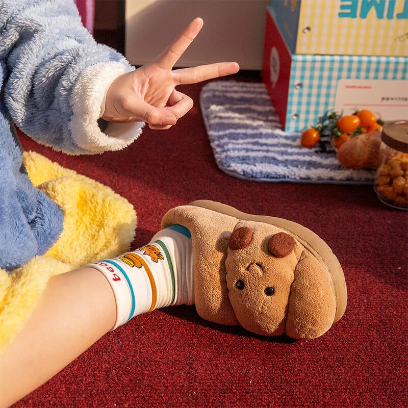 Plush Soft Croissant Slippers Comfortable and Non-Slip Indoor Home Shoes