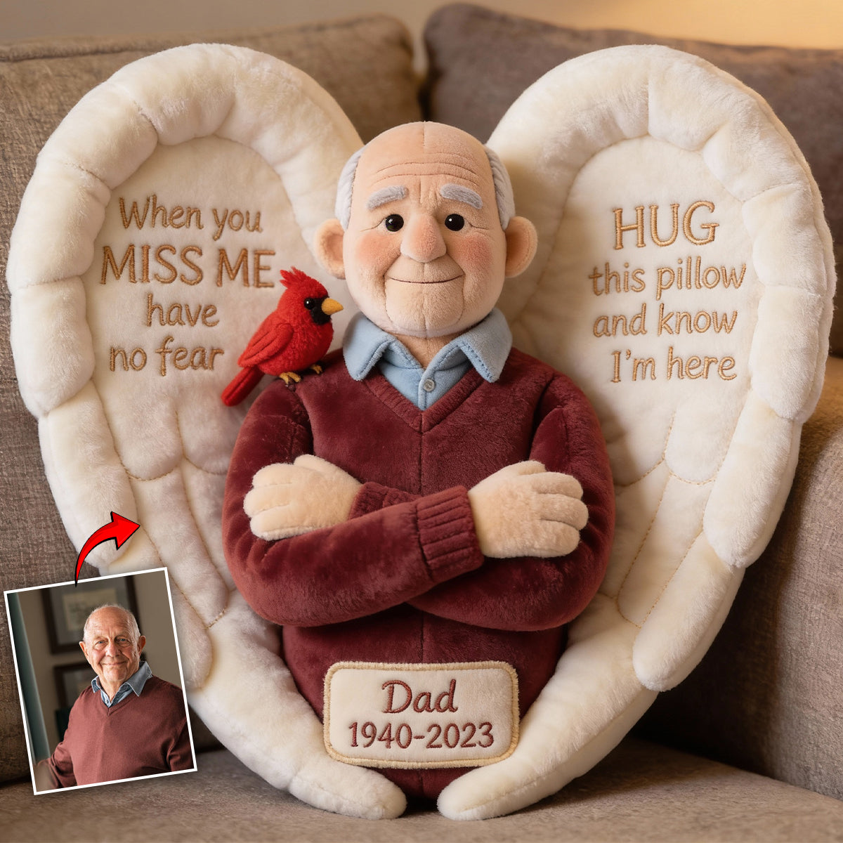 Custom From Photo - When You Miss Me - Personalized Memorial Faux Fur Shaped 2D Pillow
