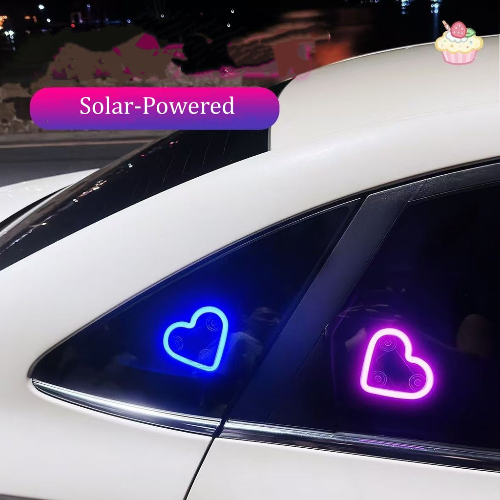 Solar-Powered Heart Car Light LED Decorative Window Lamp  Auto Exterior Solar Energy Mood Light