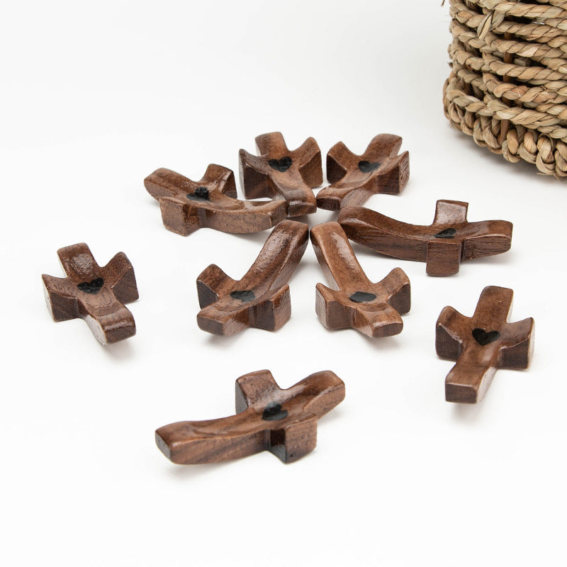 Black Walnut Comfort Cross, Thumb Cross Pocket Anxiety-Relief Prayer Cross, Christian Gift