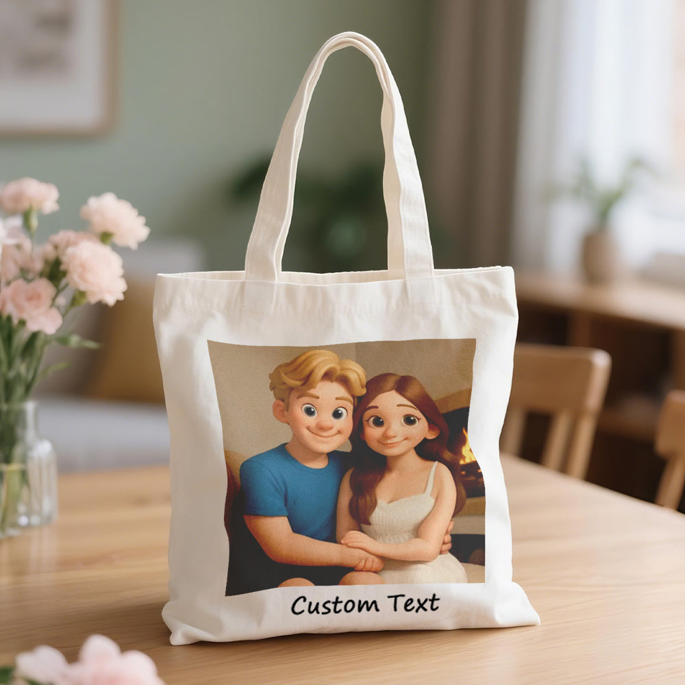 Custom Photo Canvas Bag Personalized Cartoon Anime Effect Photo Engraving Canvas Bag Unique Gift
