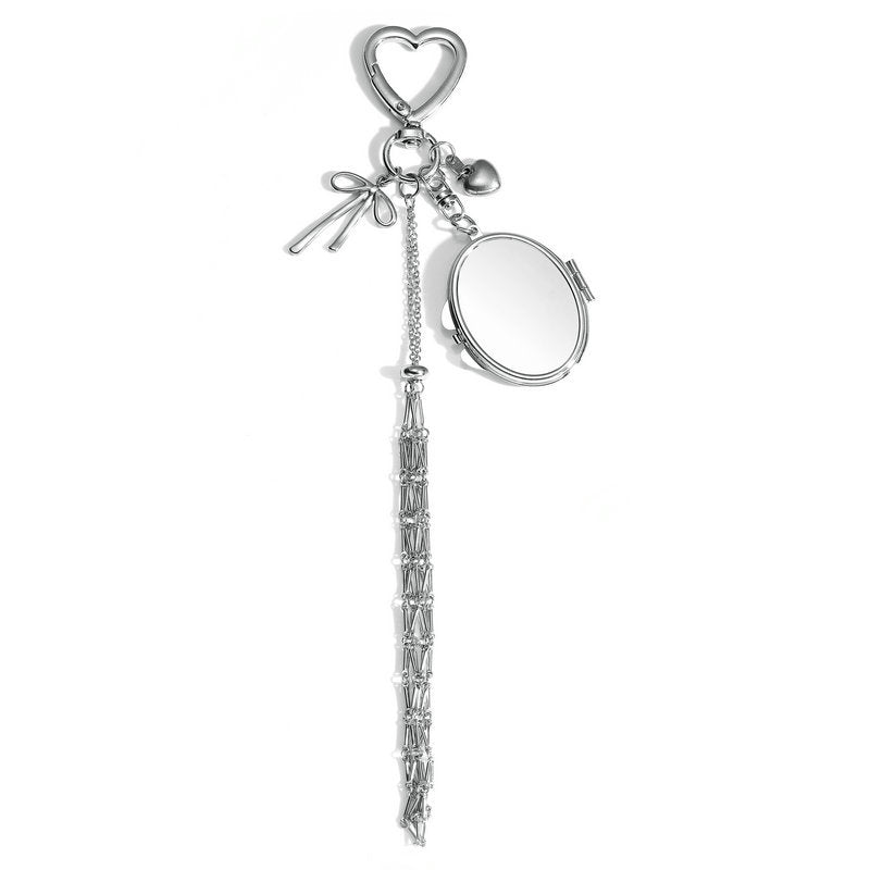 Personalized Lipstick Keychain with Mirror: Stainless Steel Makeup Bag Charm Valentine's Day Gifts
