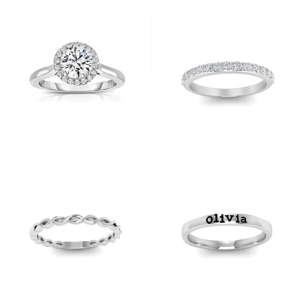 Twine Personalized Halo Engagement Ring Stack