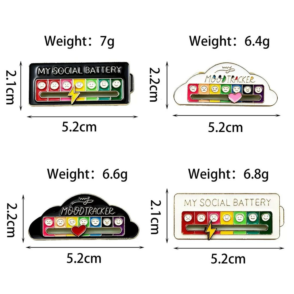 Funny Social Battery Mood Tracker Pin Creative Gift for Friends