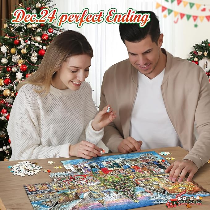 Advent Calendar 2024 Christmas Jigsaw Puzzles 24 Days Surprise Christmas Countdown Calendars 1000 pieces Jigsaw Puzzles for Adult Families Great Stocking Stuffer Christmas Gifts Puzzle Home Decoration