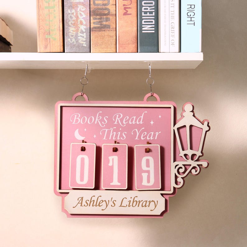 Personalized Books Read Tracker Books Read This Year Bookshelf Counter Bookish Decor Bookish Gift Gift for Readers Book Lovers Gift