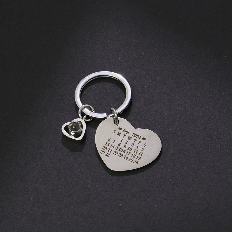 Custom Photo Calendar Keychain Heart Projection Keychain Christmas Gift