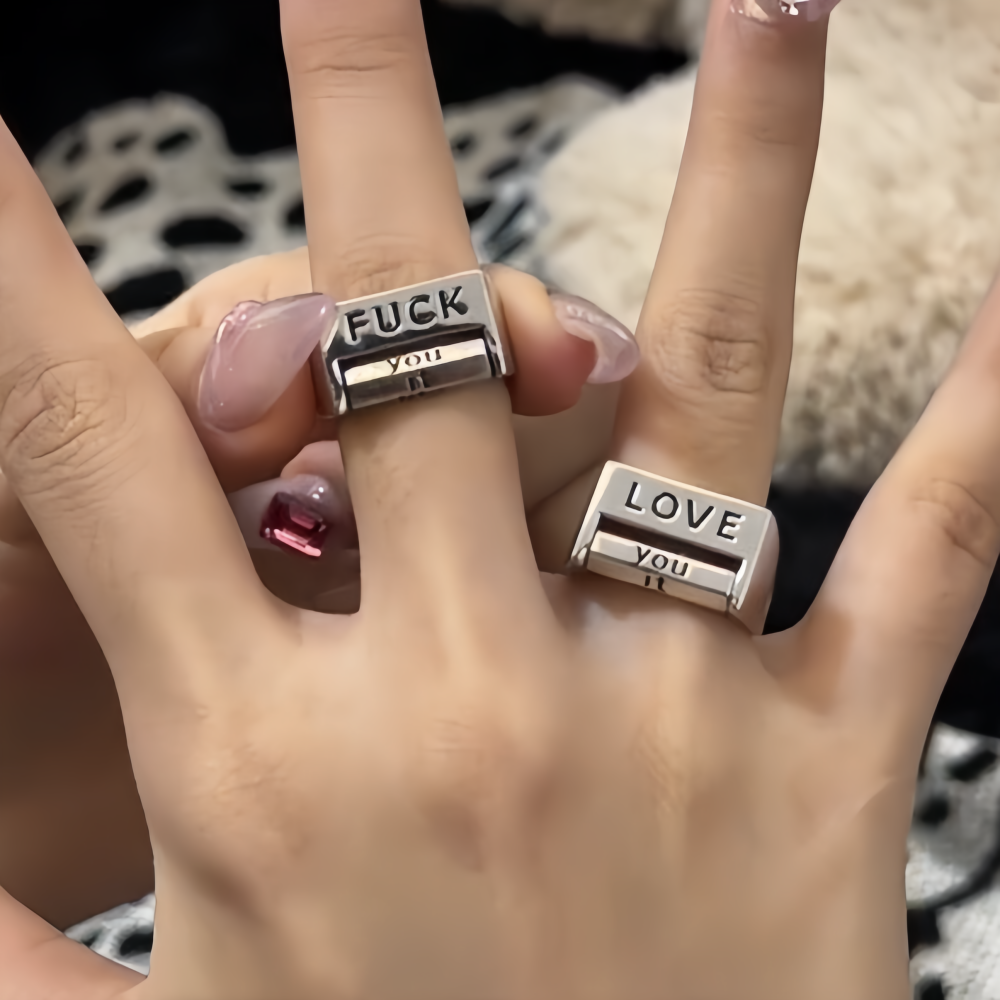 Love Everything Ring Rotatable Decompression Ring Fuck Everything Adjustable Mood Ring