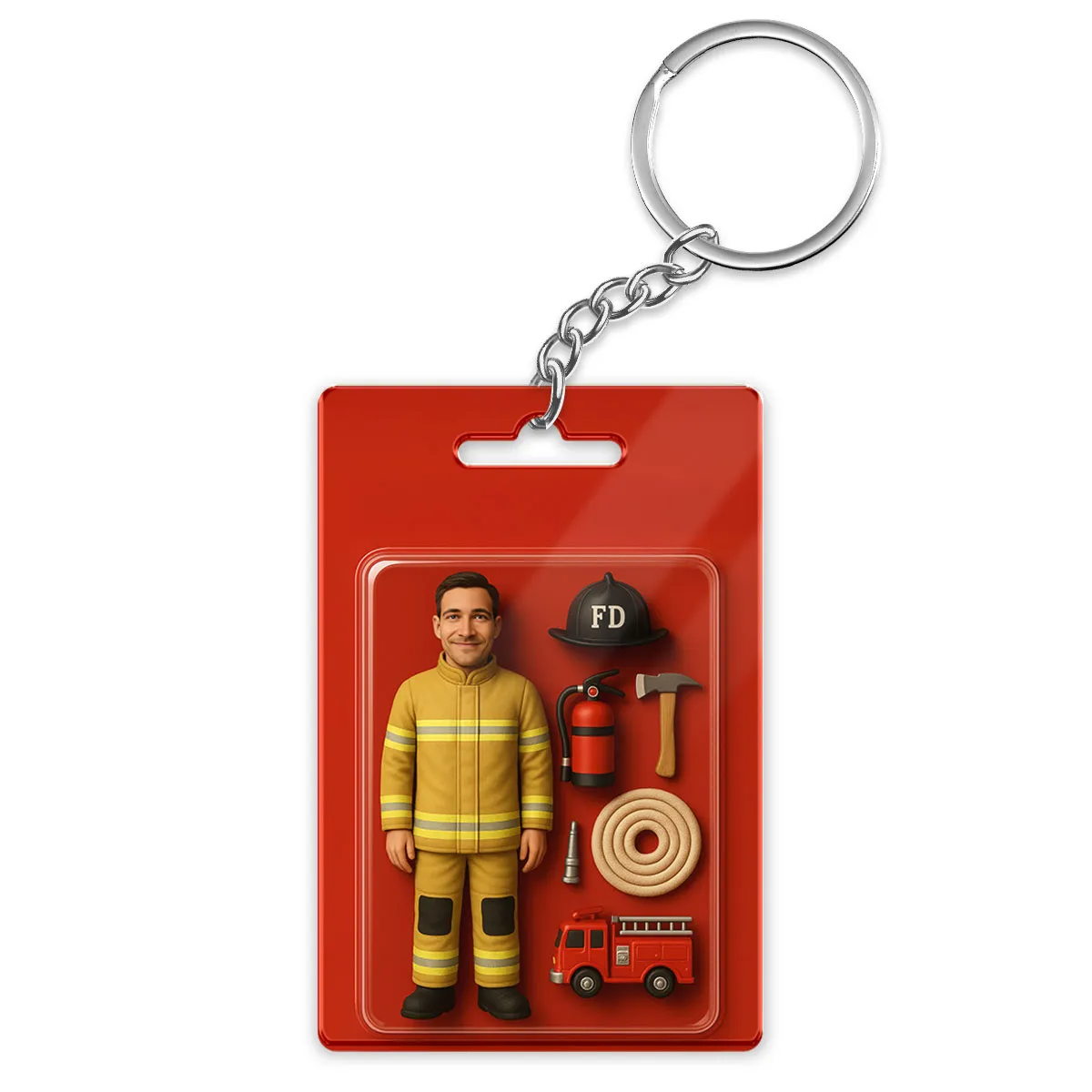 3D Effect Action Figure Pack Packaging Toy Box Style Art Gift Personalized Acrylic Keychain Gift for Mom