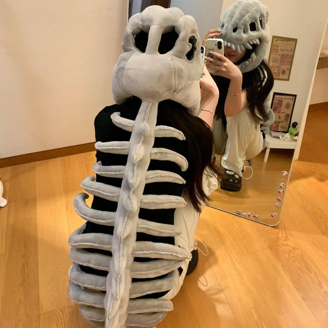 Funny Dinosaur Skeleton Plush Toy Costume Creative Dino Head Plush Dress-Up Doll Cute Gift