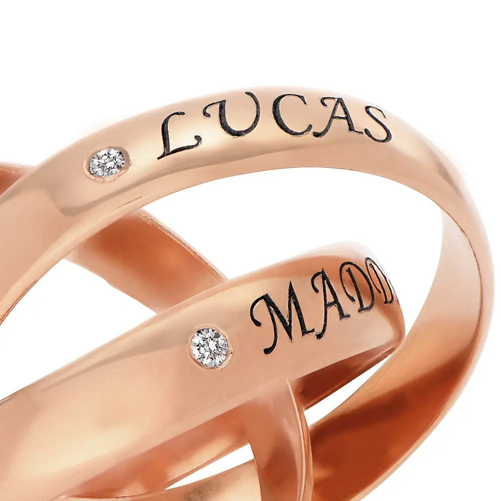 Three Interlocking Birthstone Rings – Personalized Triple Band Ring Gift for Her