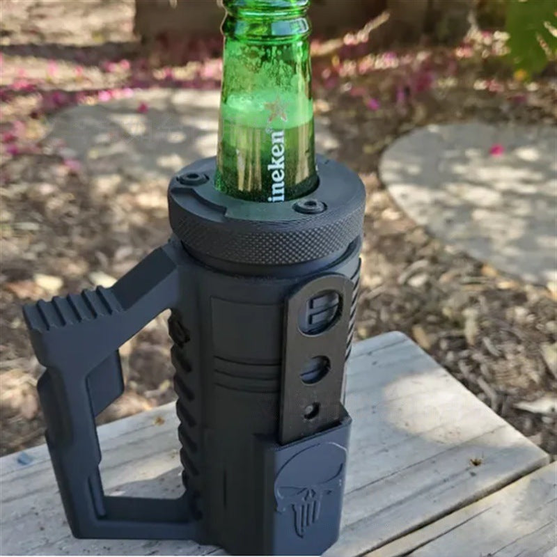 Tactical 12 oz Beer Bottle Holder with Bottle Opener - 3D Printed Beer Accessory - Unique Beer Lover Gift