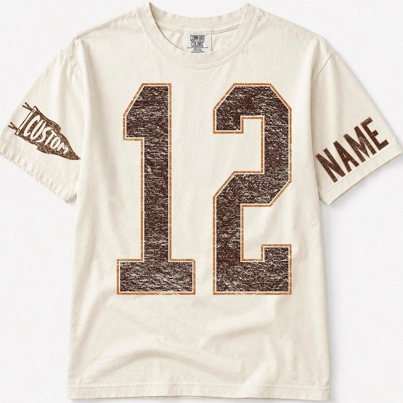 Custom Spirit Shirt, Personalized Team Tee, Custom Initial Shirt with Number & Sleeve Print, Game Day Shirt