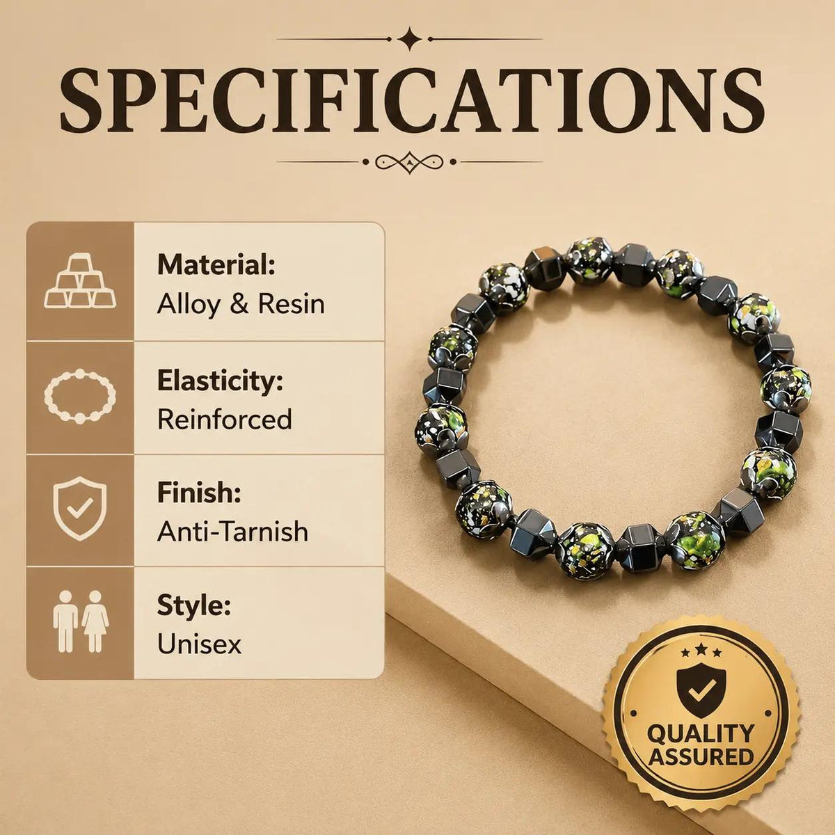 Men's Irregular Hematite Spliced Bead Stretch Bracelet Hip-Hop Streetwear Geometric Stone Beaded Bracelet Minimalist Edgy Jewelry Gift for Men