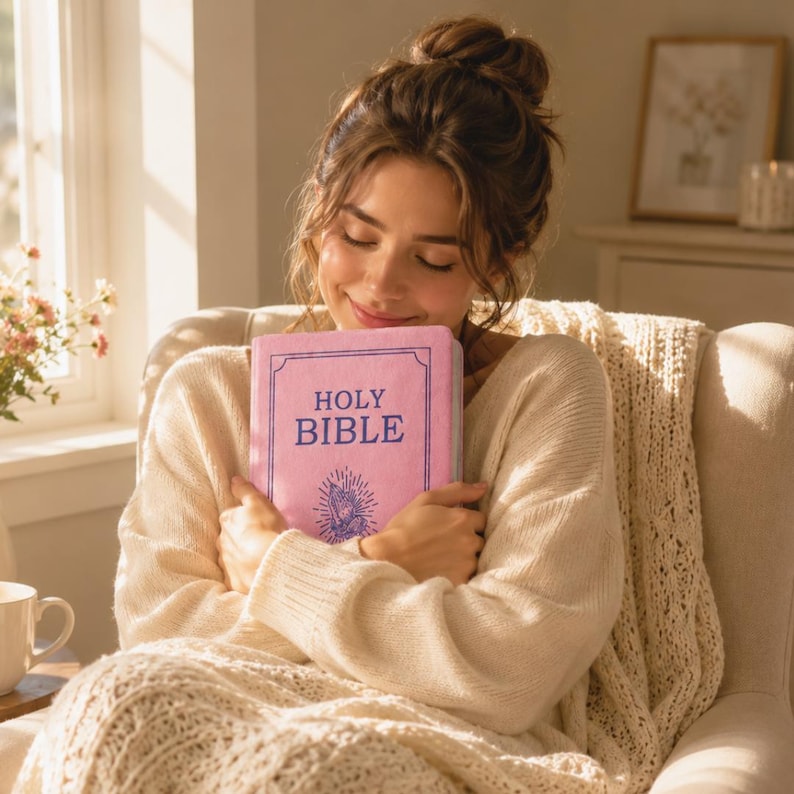 Bible Book Pillow – Book-Shaped Plush Cushion with Flip Pages, Religious Home Decor, Christian Gift & Novelty Pillow
