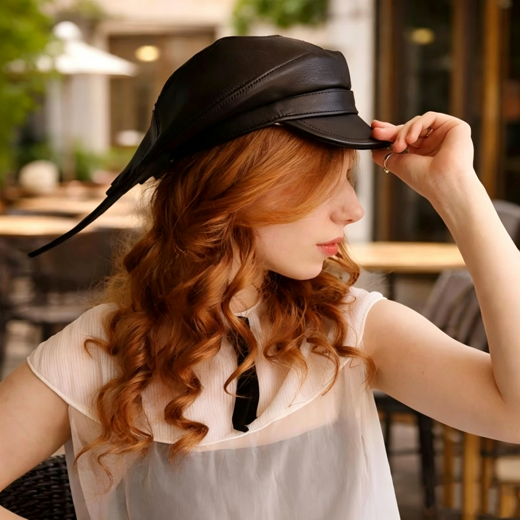 Horseshoe Crab Leather Hat Handcrafted Archive Fashion Unisex Cosplay Bonnet Avant-Garde Steampunk Helmet Cap Weird Creative Headwear