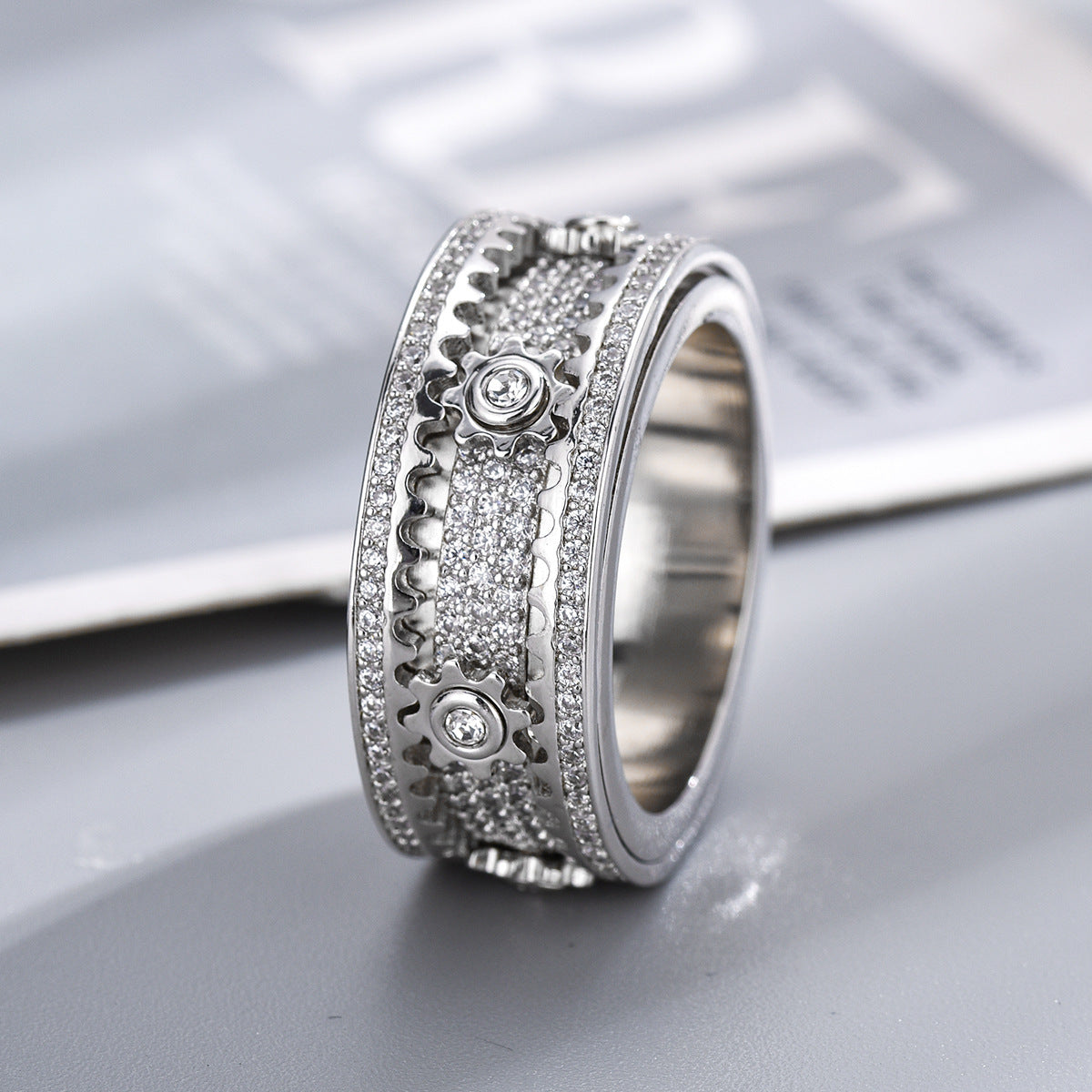 Rotating Starry Ring Full-Diamond Ring - Anxiety Relief Fidget Gift