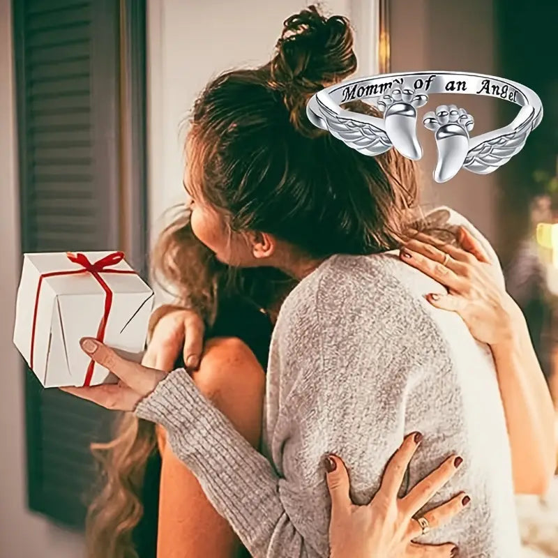 Ring with Corner Wing and Small Foot Design, Adjustable Sleeve Ring to Match Daily Wear, Perfect Gift for Moms