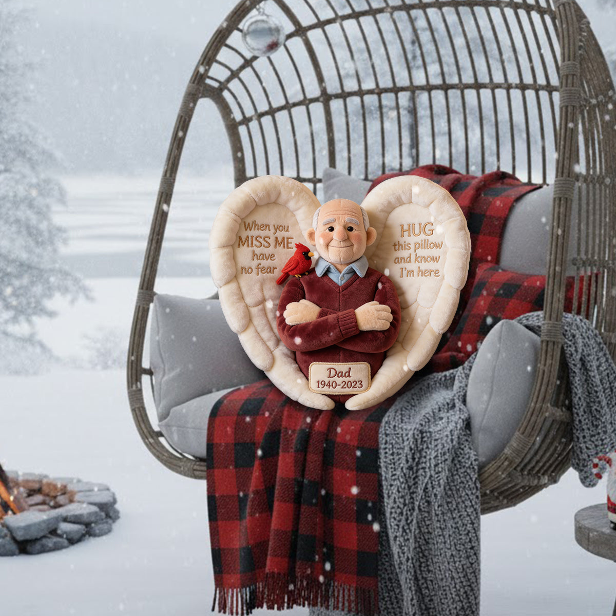 Custom From Photo - When You Miss Me - Personalized Memorial Faux Fur Shaped 2D Pillow