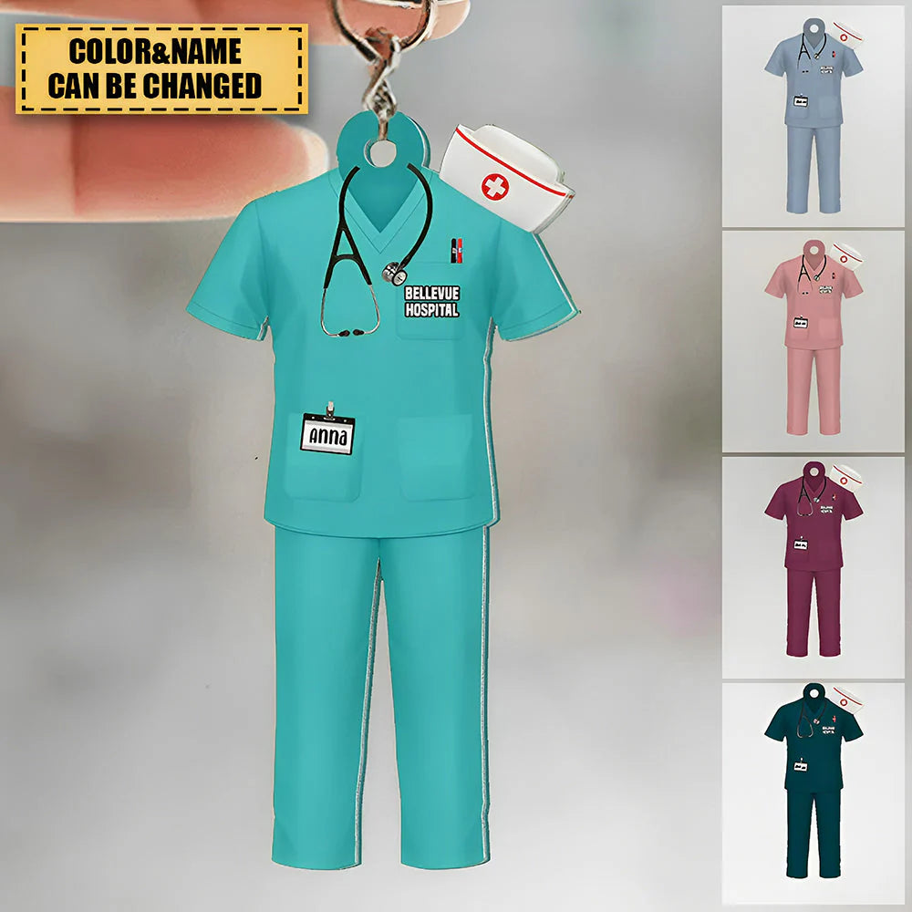 Custom Nurse Uniform Personalized Acrylic Keychain With Text Unique Gift For Nurse