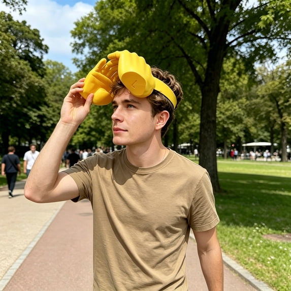 Funny Hand Shaped Sun Visor Hat, Novelty Palm Design Summer Sunshade Cap, Adjustable UV Protection Visor for Party Festival Beach Outdoor