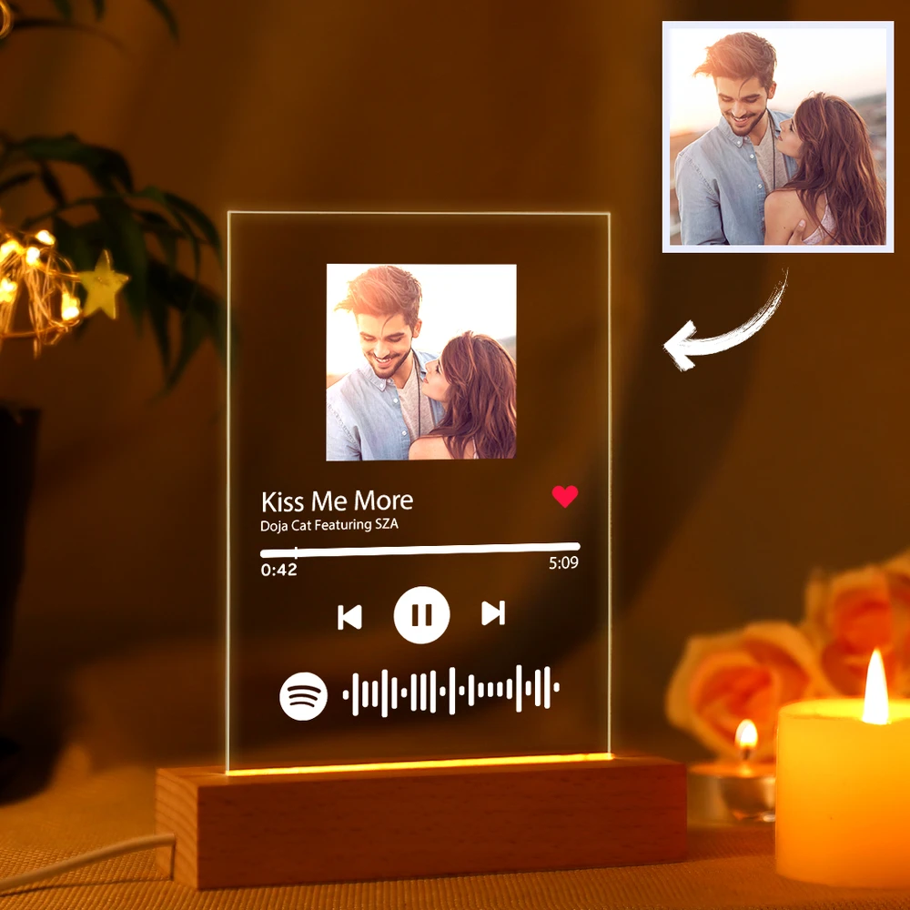 Custom Spotify Glass Music Plaque Night Light Spotify Code Lamp Christmas Gift