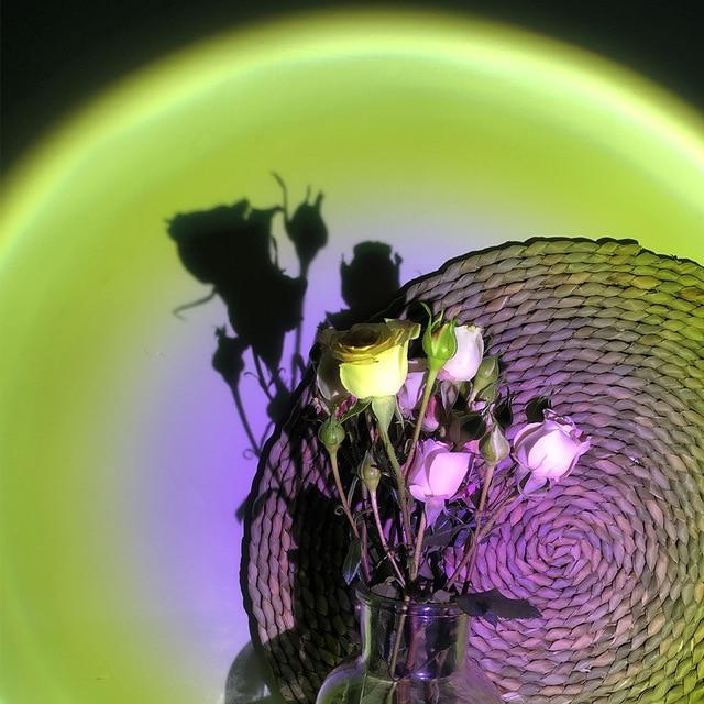 Christmas Gifts Sunset Projector Lamp Sunny (Green & Pink) Aura Glow Lights Decor For Bedroom Rainbow Projection Lamp