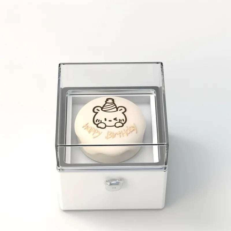 Magical Bear Cake Ring Box With Personalized Birthstone Ring Surprise Gift Birthday Gift