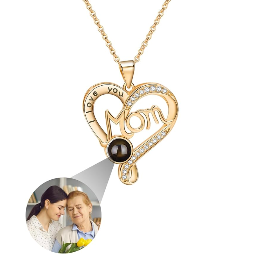 Personalized Projection Necklace Gift for Mom Custom Photo Projection Gem Gift for Her